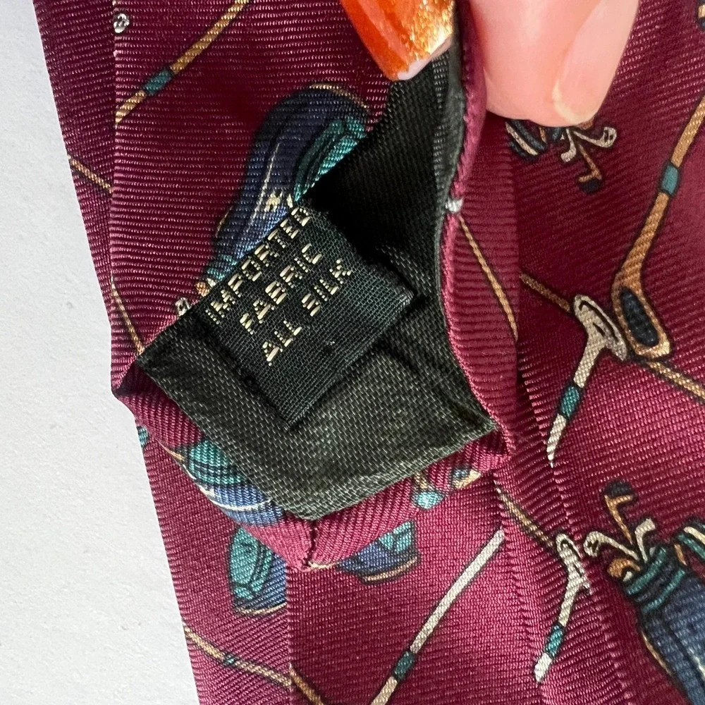 Lot of 3 Mens Golf Themed 100% Silk Ties Neckties Made in USA Novelty Print‎